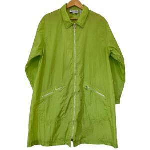 Diane Von Furstenberg Vintage Windbreaker 90s DVF Lime Green Coat Jacket Large